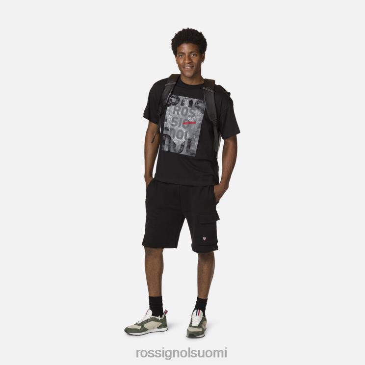 Rossignol miehet puuvillainen mukava graafinen printtipaita musta topit BTF0P15