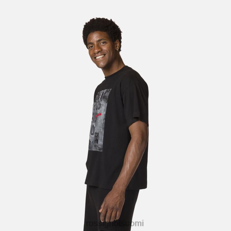 Rossignol miehet puuvillainen mukava graafinen printtipaita musta topit BTF0P15