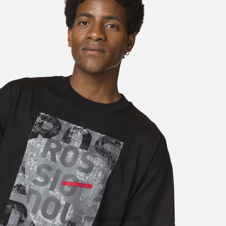 Rossignol miehet puuvillainen mukava graafinen printtipaita musta topit BTF0P15