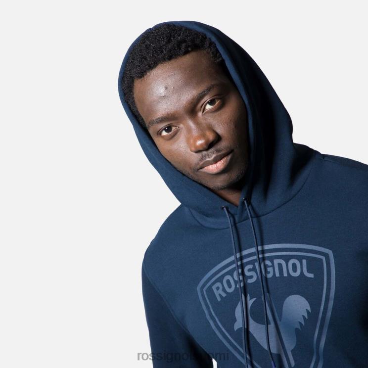 Rossignol miehet hupullinen logollinen puuvillainen collegepaita tumma laivasto topit BTF0P395