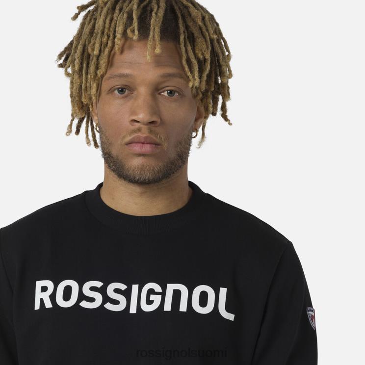Rossignol miehet logolla varustettu puuvillainen collegepaita pyöreä pääntie musta topit BTF0P321