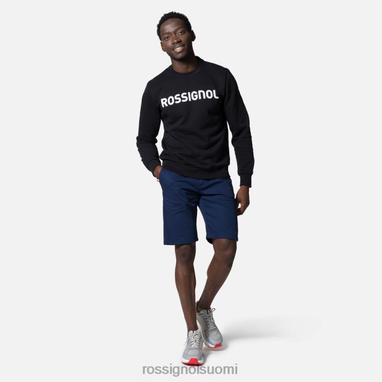 Rossignol miehet logolla varustettu puuvillainen collegepaita pyöreä pääntie musta topit BTF0P474