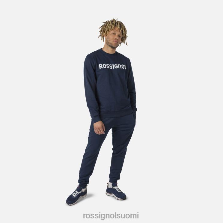 Rossignol miehet logolla varustettu puuvillainen collegepaita pyöreä pääntie tumma laivasto topit BTF0P415