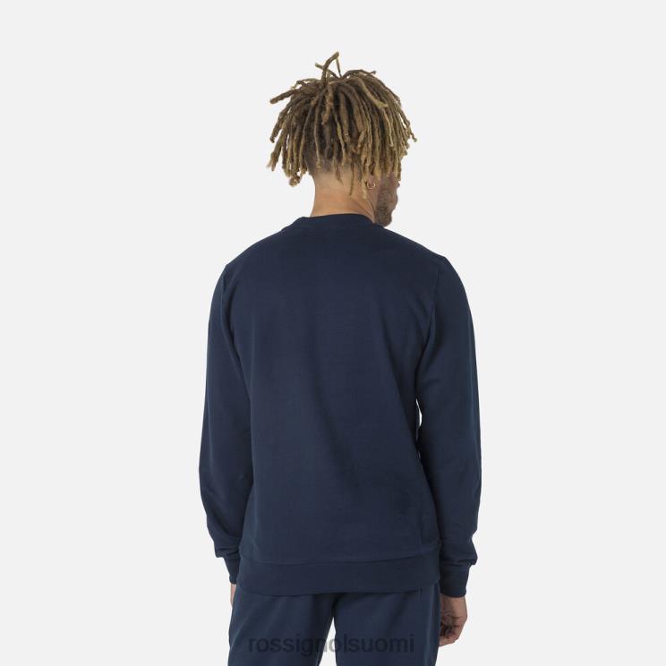 Rossignol miehet logolla varustettu puuvillainen collegepaita pyöreä pääntie tumma laivasto topit BTF0P415