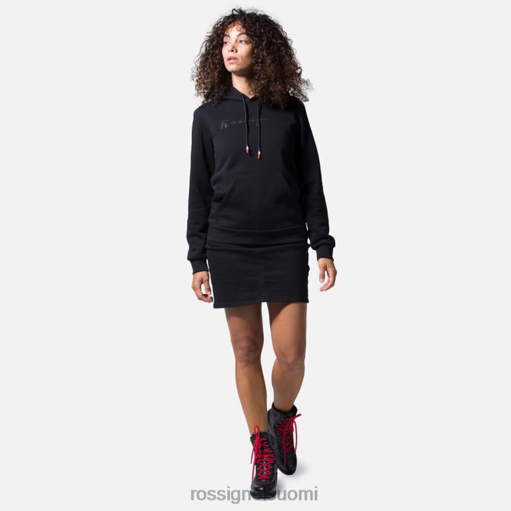 Rossignol naiset hupullinen logollinen puuvillainen collegepaita musta topit BTF0P962