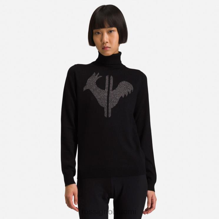 Rossignol naiset klassinen rullakaula-aukkoinen pusero musta topit BTF0P849