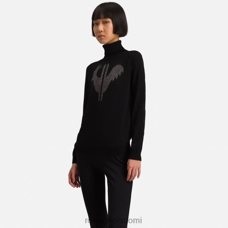 Rossignol naiset klassinen rullakaula-aukkoinen pusero musta topit BTF0P849