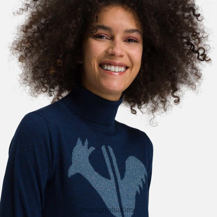 Rossignol naiset klassinen rullakaula-aukkoinen pusero tumma laivasto topit BTF0P870