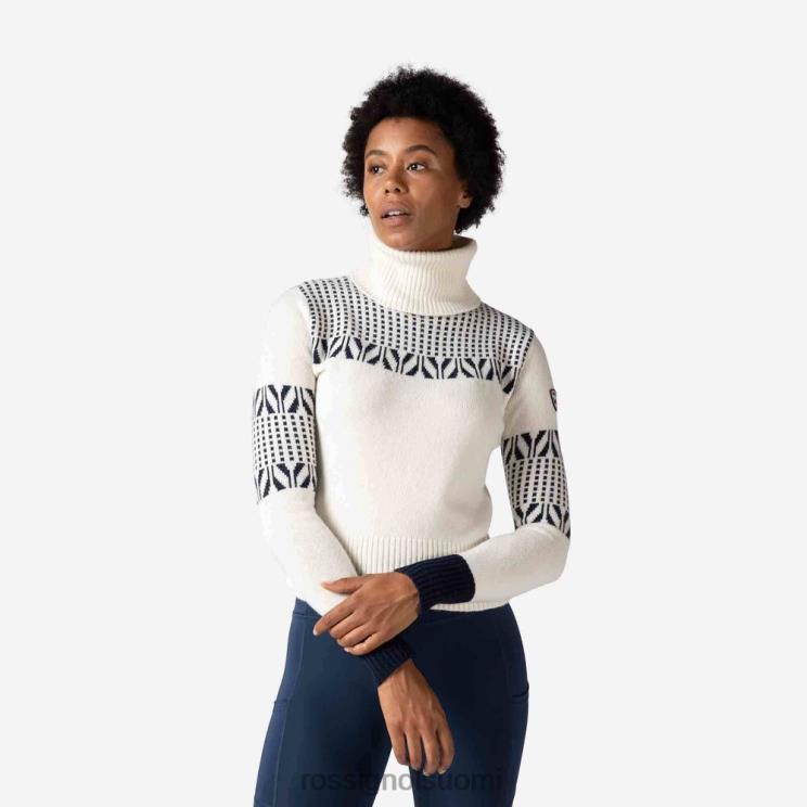 Rossignol naiset vintage villapaita villakauluksella valkoinen topit BTF0P1042