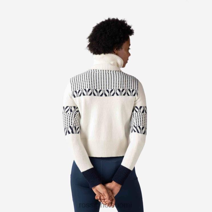 Rossignol naiset vintage villapaita villakauluksella valkoinen topit BTF0P1042