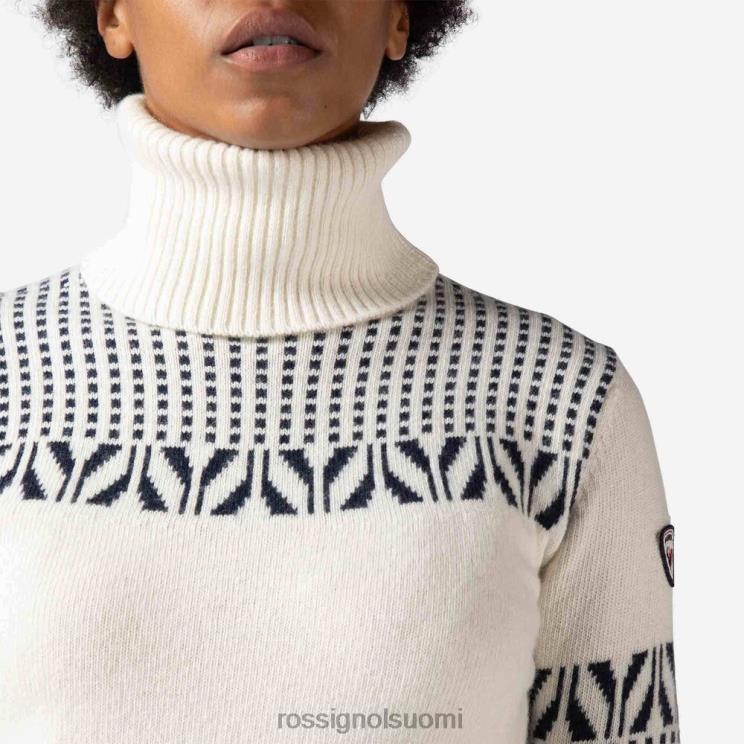 Rossignol naiset vintage villapaita villakauluksella valkoinen topit BTF0P1042